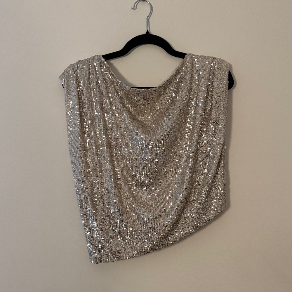 Glittering Silver Sequin Top